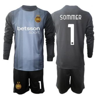 Billige Fotballdrakt Inter Milan Yann Sommer #1 Keeper Replika Hjemmedraktsett Barn 2025-26 Langermet (med bukser)